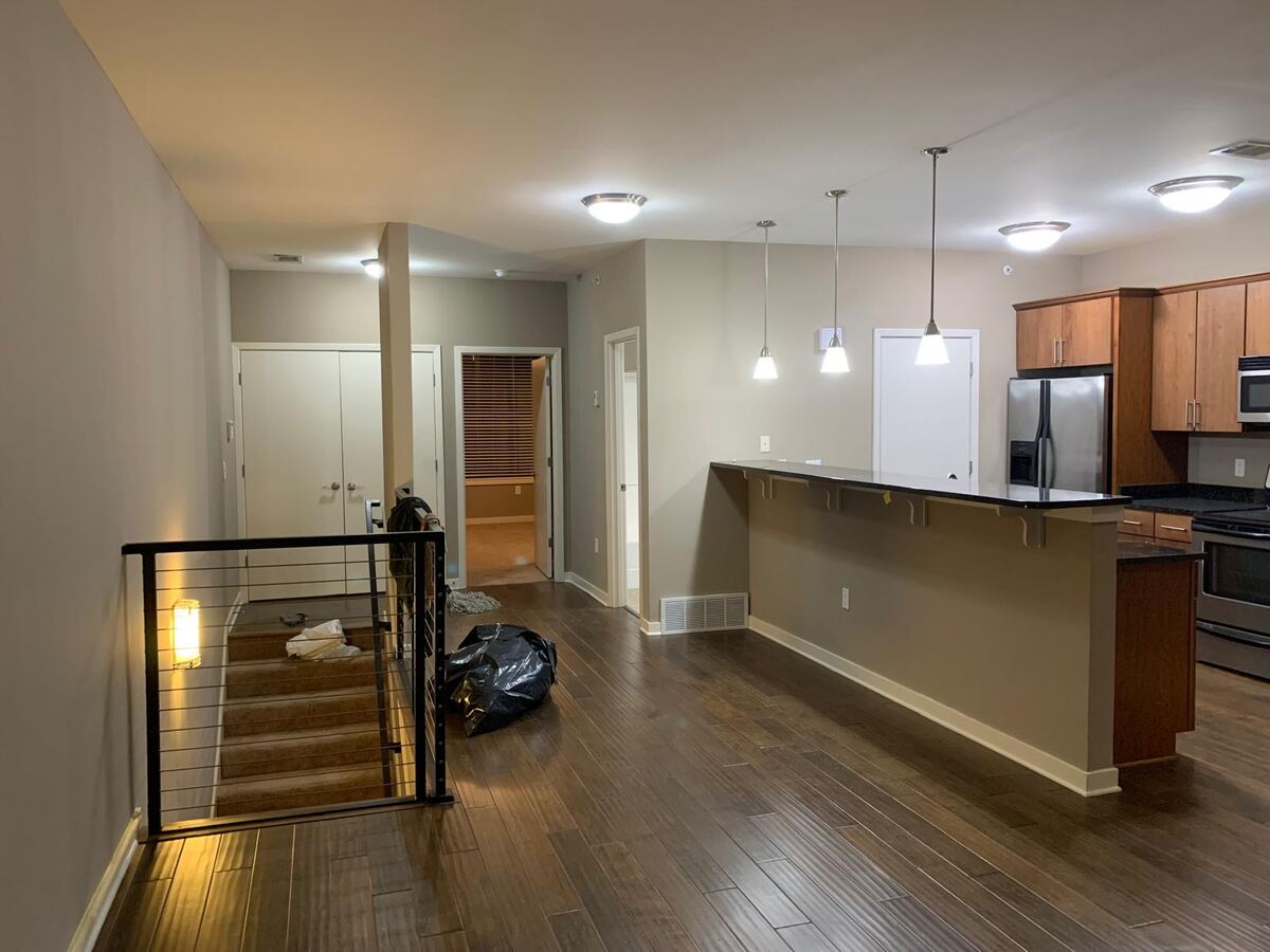Freshly painted living room and kitchen