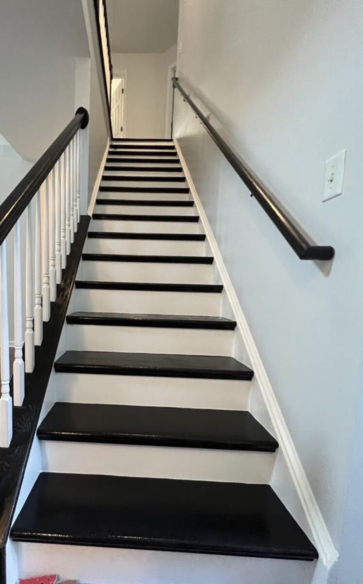 Staircase painted black and white